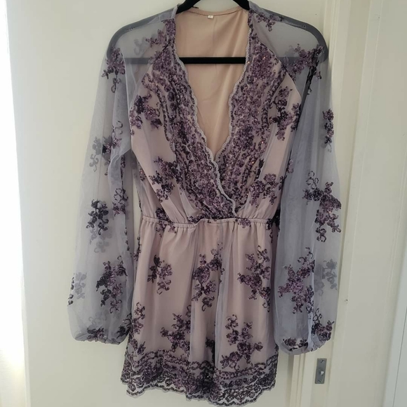 Purple sequin romper - Picture 2 of 7